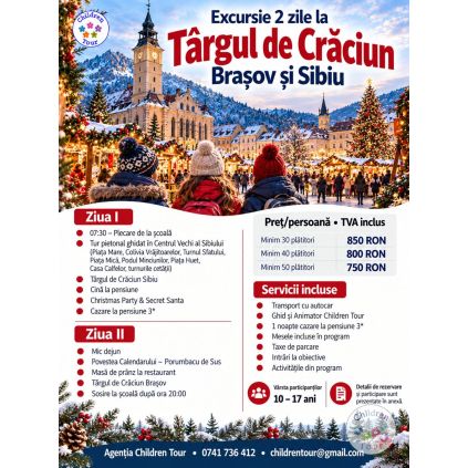 Excursie 2 zile la Targurile de Craciun din Brasov  si Sibiu #childrentour